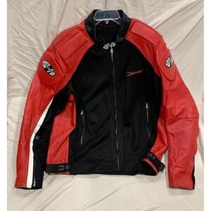 VTG 2003 Joe Rocket Leather Mesh Turbulent Motorcycle Jacket Armor Padded‎ 3XL